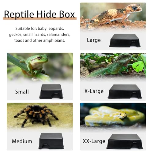 Reptile Hide Box - Provides Security and Safety for Geckos and Snakes, Easy to Clean, Small Size (5.8" x4.3" x 2.2"). - size: S