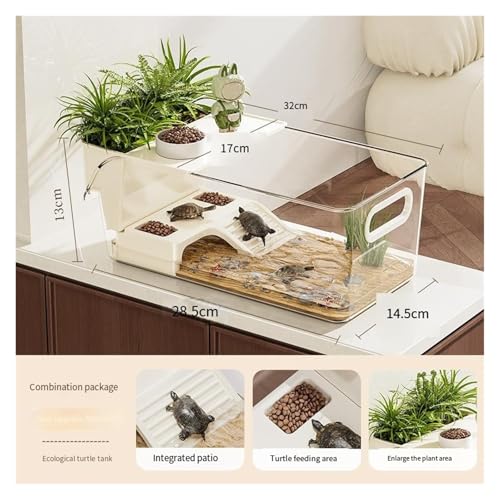 Desktop Terrapin & Crab Tank - Compact Habitat for Home & Office Small Reptile Terrarium(Small) - size: Small