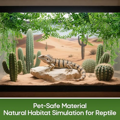RAINFLOW 2PCS Reptile Plants for Terrarium - Fake Hanging Terrarium Plants, Artificial Boston Fern for Bearded Dragon Snake Geckos Hermit Crab Lizard Chameleon Turtle Reptile Decor(L30 xW5.1) - size: 30"x5.1"