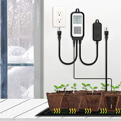 MOES Smart WiFi Cooling Heating Thermostat Outlet, Tuya Digital Temperature Controller Sensor Plug for Reptile Fermenter Brewing Breeding Heat Mat, Smart Life Remote Control, -22-221℉,10A 1250W