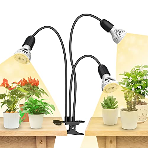 SANSI LED Grow Lights for Indoor Plants, 450W Full Spectrum Gooseneck Clamp Grow Lamp, 30W Power Plant Light with High PPFD for Seeding, Lifetime Free Bulb Replacement Plant Lights for Indoor, 3 Head - size: 3 Head 1 Pack