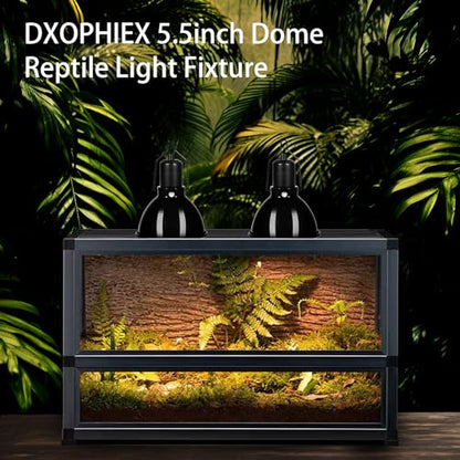 DXOPHIEX 5.5 inch Dome Reptile Light Fixture Reptile Heat Lamp UVB Light Fixture for Bearded Dragon, Lizard, Hermit Crab, Turtle Tank and Terrarium（Max 100W） - size: 5.5inch shallow dome