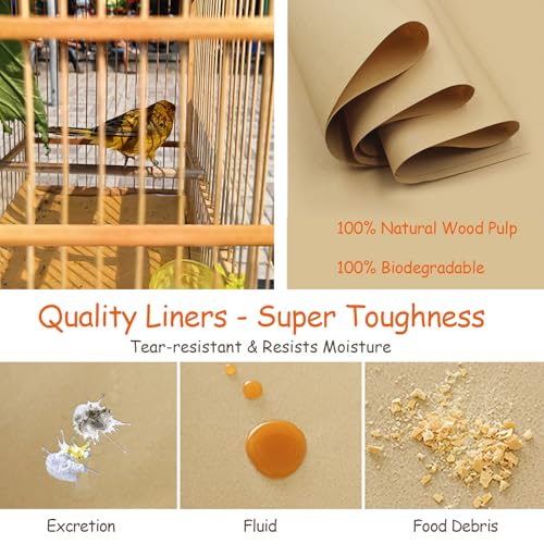 30PCS Bird Cage Liners - 13.8x13.8 Inch Leak-Proof Disposable Tray Pads for Parrots, Parakeets, Cockatiels, Lovebirds | Easy-Clean Cage Bottom Paper | Customizable Size