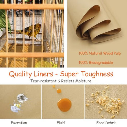30PCS Bird Cage Liners - 13.8x13.8 Inch Leak-Proof Disposable Tray Pads for Parrots, Parakeets, Cockatiels, Lovebirds | Easy-Clean Cage Bottom Paper | Customizable Size