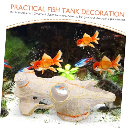 Abaodam Resin Reptile Shelter Bull Skull Ornament for Aquariums and Home Decor Natural Hide Cave for Reptiles Turtles and Fish Tanks Lifelike Skull Design for Pet Environments
