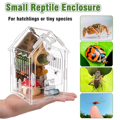 Jumping Spider Enclosure - Internal Dimensions 3.15"x3.15"x5.6" Acrylic Terrarium Kit for Tarantulas/Mantis/Reptiles with Magnetic Door, Ventilation & Easy Assembly - size: 3.15 "x3.15" x5.6