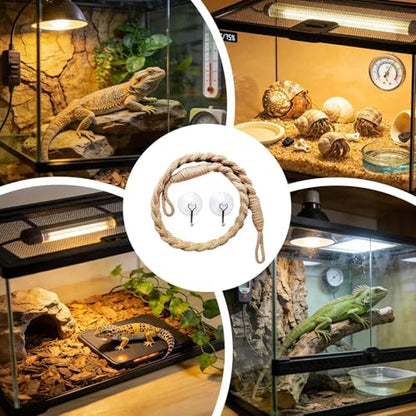 Hermit Crab Toys - Climbing Jute Rope, Reptile Tank Ladder Natural Fiber Hanging Vine Accessory | Stimulating Terrarium Habitat Enrichment Activity Bridge for Lizards Geckos Snakes - color: Rope