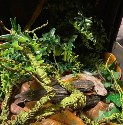Bearded Dragon Tank Accessories, Bearded Dragon Hammock, Artificial Reptile Plants Leaves & Vines, Habitat Decoration Reptile Terrarium Accessories for Snake Gecko Lizard Frog to Hide and Climb