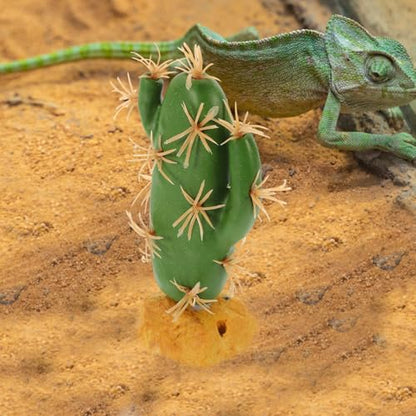Artificial Reptile Cactus Plant for Terrarium Decor Water-Resistant Resin Simulation Non-Fading Plastic Ornament for Lizard Tank Landscaping Suitable for Amphibian Habitat and Pet