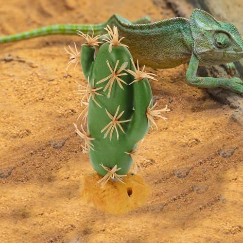 Mobestech Artificial Reptile Terrarium Plant Decor Plastic Resin Cactus for Lizard Tank Habitat Accessories Safe Water-Resistant Simulation Decoration for Reptile and Amphibian Enclosures