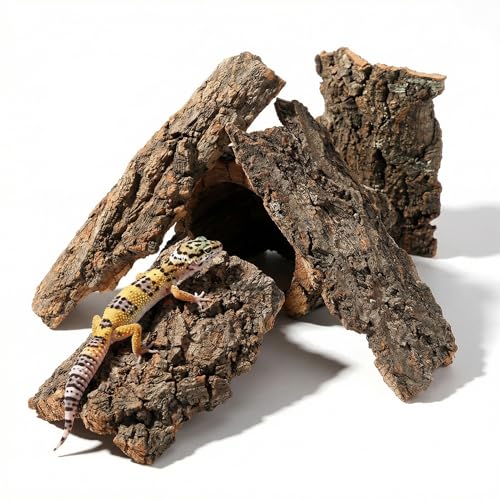 4Pcs Natural Cork Bark for Reptile Terrarium, Wood Cork Hideout Tree Climbing Platform Decor Tank Accessories Background Bearded Dragon Lizard Snake