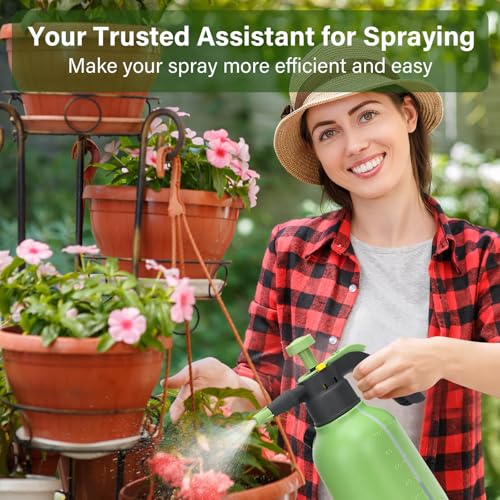 0.5 Gallon Hand Pump Sprayer | Garden Plant, Cleaning, 2 Adjustable Nozzle, Side Water Inlet, Safety Valve