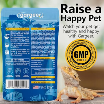 Gargeer 3oz Bearded Dragon Food. Complete Gel Diet for Both Juveniles and Adults. Proudly Made in the USA, Using Premium Ingredients, Fortified Gourmet Formula. Enjoy! - size: 3 Ounce (Pack of 1)