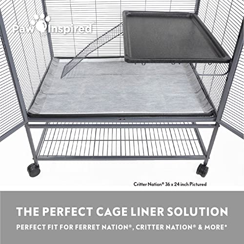 Paw Inspired Disposable Guinea Pig Cage Liners | Bamboo Charcoal Odor Controlling | Super Absorbent Liners Pee Pads for Ferrets, Rabbits, Hamsters, and Small Animals (34x24 (Critter Nation) -12 ct) - size: 34x24" (Critter Nation) -12 ct