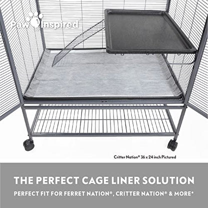 Paw Inspired Disposable Guinea Pig Cage Liners | Bamboo Charcoal Odor Controlling | Super Absorbent Liners Pee Pads for Ferrets, Rabbits, Hamsters, and Small Animals (34x24 (Critter Nation) -12 ct) - size: 34x24" (Critter Nation) -12 ct