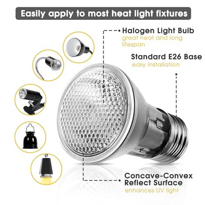 Briignite Reptile Heat Bulb 2 Pack, 75W UVA Reptile Light Bulbs, Dimmable Heat Lamp Bulbs Basking Spot Light Bulb for Reptiles, Amphibian, Bearded Dragon, Lizard, Chicken - color: Cream-75w Th11