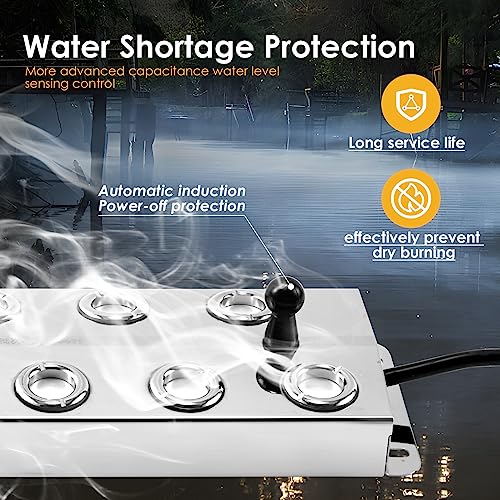 Hanchen Mist Maker 12 Head Ultrasonic Fogger Mist Humidifier Fog Atomizer Halloween Water Fountain Pond 18.7lb/h Large Fog Volume CE Certificate (Mist Maker + Water Resistant Power Supply + Float)