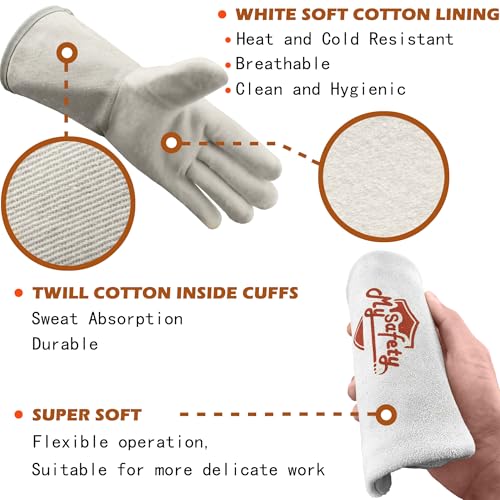 Leather Welding Gloves for Men or Women, Fire and Heat Resistant gloves for Stick,Tig,Mig,Fireplace,BBQ,Oven,Grill,Wood Stove,Animal Handling Gloves,Bite Proof for Cat or Dogs,Welders Gifts