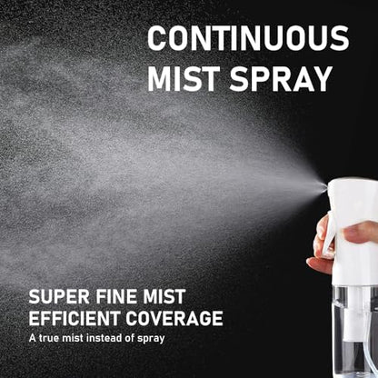 ELEMSY Spray Bottle For Hair (2 Pack 10 OZ) Continuous Mister Empty Spray Bottles, Ultra Fine Mist Water Sprayer for Hairstyling, Cleaning, Plants, Pets, Barbers, Salons, Essential Oil Scents - style: White & Black, 10 OZ