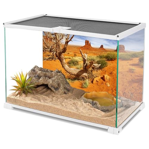 AWERT 72x18 inches Reptile Habitat Background Orange Desert Terrarium Background Durable Polyester Background - size: 72x18in/180x45cm