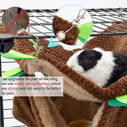Small Animal Hammock - Hanging Hammock & Tunnel Hideout for Guinea Pig Hamster Parrot Rat Chinchilla - Warm Swing Plush Cage Bed Washable Pet Hammock - size: One Size