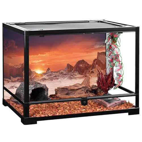 AWERT 30x12 inches Sun and Desert Terrarium Background Orange Reptile Habitat Background Durable Polyester Background - size: 30x12in/75x30cm