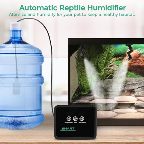 Smart Reptile Misting System, Automatic Humidifier With 36° Adjustable Nozzles, Led Screen, And Customizable Timer For Terrariums