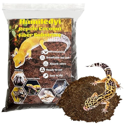 Hamiledyi Reptile Coconut Fiber Substrate Lizards Breathable Coconut Soil Tortoise Habitat Substrate Terrarium Bedding for Snake, Bearded Dragon, Gecko, Horned Frog, Hermit Crab, Tarantulas (1Pack)