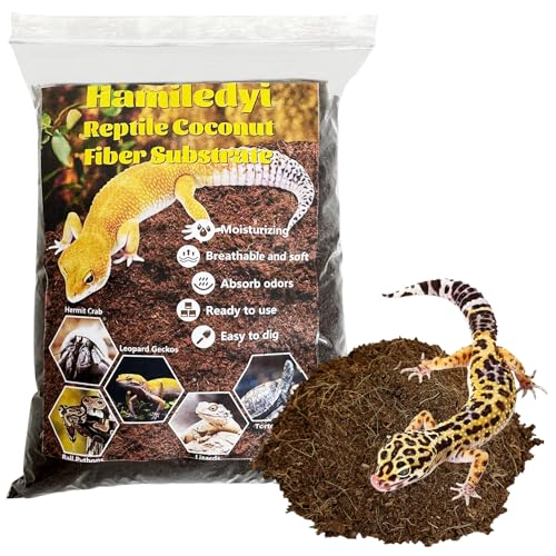 Hamiledyi Reptile Coconut Fiber Substrate Lizards Breathable Coconut Soil Tortoise Habitat Substrate Terrarium Bedding for Snake, Bearded Dragon, Gecko, Horned Frog, Hermit Crab, Tarantulas (1Pack)