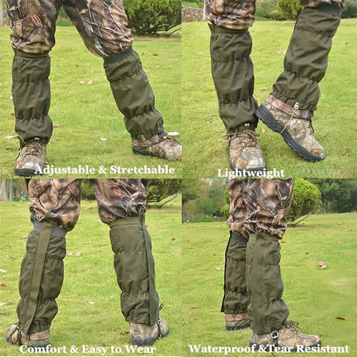 Adjustable Snake Gaiters Men Women Snake Boot Gators Bite Protection Guards Chaps Waterproof Leg Gaiter Hiking Hunting - color: Green Snake Gaiters
