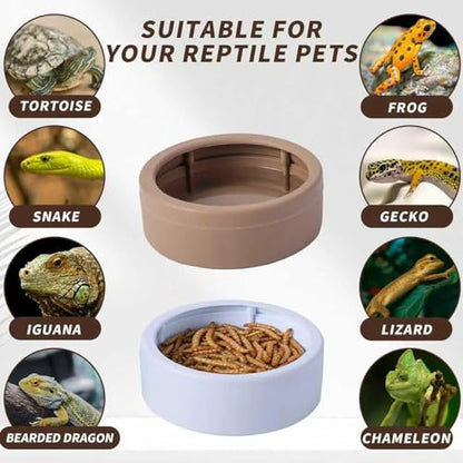 Reptile Dish,Anti-Escape Worm Feeder Cups - Reptile Food Dish Bowl,for Gecko Bearded Dragon Lizards Hermit Crab Snail Pet Store Terrarium Tank