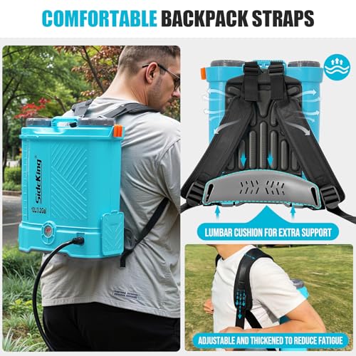 SideKing Battery Powered Backpack Sprayer 3.2 Gallon, 0-80 PSI Adjustable Pressure Sprayer Compatible with Makita 18V Battery, Electric Sprayer with Wand, 5 Nozzles, 2.0Ah Battery&Charger Included - size: 3.2 Gallon