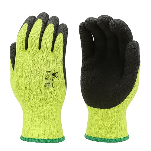 G & F 1516 Premium High Visibility Low Emissions Green Work and Gardening Gloves for Men and Women, 12 Pairs Pack, MicroFoam Textured Coated Palm and Fingers, X-Large, Green - color: Hivi Green, size: X-Large (Pack of 12)