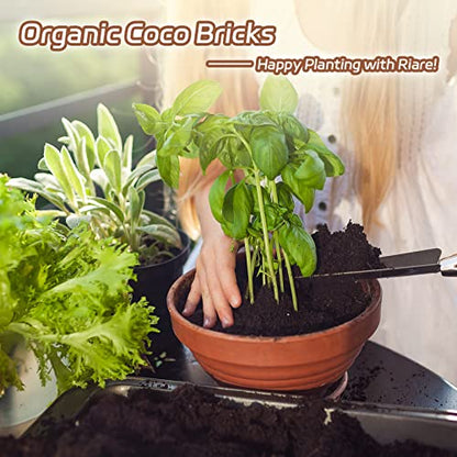 Riare 10pcs Organic Coco Coir Bricks Soil Blocks- 100% Natural Compressed Coco Peat Brick Coconut Fiber Substrate with Low EC& pH Balance, High Expansion Coco Coir Pith Coconut Husk for Garden - color: Pack of 10