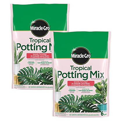 Miracle-Gro Tropical Potting Mix, 6 qt. (2-Pack) | Growing Media for Tropical Plants Living in Indoor and Outdoor Containers - size: 2 Pack, style: Potting Mix