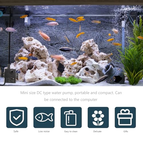 Mini Brushless Dc Submersible Water Pump 5v 2-meter Lift for Aquarium Fish Tank and Pet Drinking Fountain, Compact Cooling Circulation Pump for Hydroponic and Small Fountain