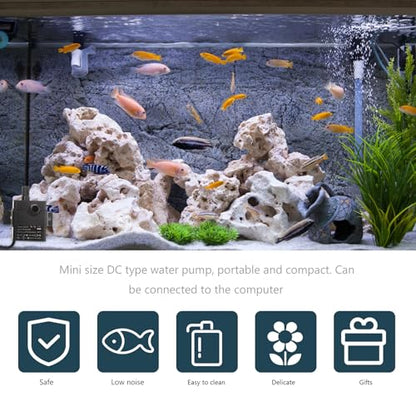 Mini Brushless Dc Submersible Water Pump 5v 2-meter Lift for Aquarium Fish Tank and Pet Drinking Fountain, Compact Cooling Circulation Pump for Hydroponic and Small Fountain