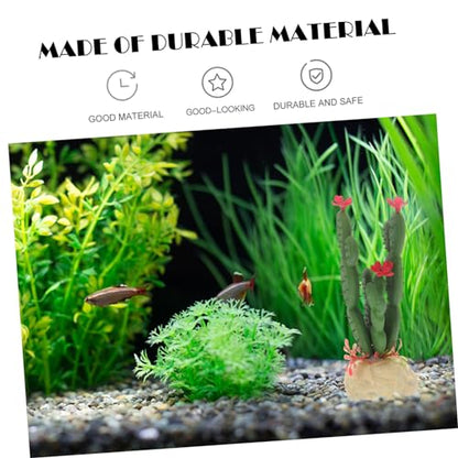 BESPORTBLE Lifelike Artificial Cactus Plant Aquarium Ornament Plastic Succulent Decor for Fish Tank Low Maintenance No Fade Faux Cactus Easy to Clean Reptile Terrarium Decoration Home and