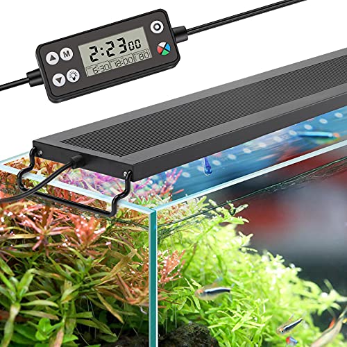 hygger Auto On Off LED Aquarium Light, Full Spectrum Fish Tank Light with LCD Monitor, 24/7 Lighting Cycle, 7 Colors, Adjustable Timer, IP68 Waterproof, 3 Modes for 48"-54" Freshwater Planted Tank - size: 42W (for 48-54 inch tank)