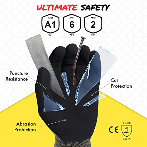 Quest Protective Apparel Cut Resistant Work Gloves (ANSI A1) – Lightweight Gloves for Gardening, DIY, Mechanical & General Handling – Breathable Grip Gloves for Men & Women – Small, Pack of 1 - size: Small, style: Pack of 1
