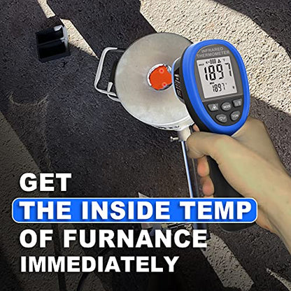AIOMEST Digital Infrared Thermometer - Non Contact High Temperature Gun AI-1500 Infra Pyrometer Temp Gauge -58~2732℉ Handheld IR Laser Reader for Cooking Kiln HVAC (NOT for Human Temp) - color: Blue