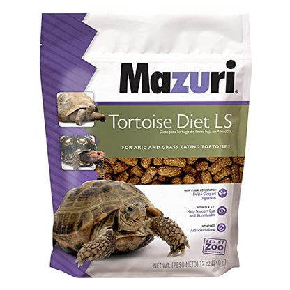 Mazuri Low Starch Tortoise Diet, for African Spurred/Sulcata, Desert, Egyptian, Galapagos, Gopher, Greek, Leopard, Pancake, Radiated or Yellow-Footed Tortoise, 12 oz - size: 12 Ounce (Pack of 1)