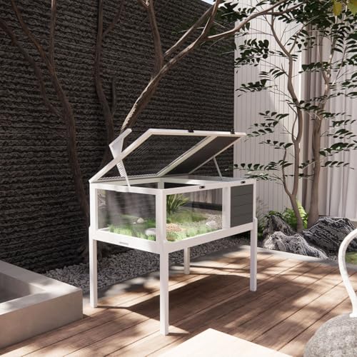 Large Tortoise Habitat, Wooden Tortoise House with Detachable Legs and Removable Waterproof Tray, Small Animals Indoor-Outdoor,Reptile Cage for Small Animals