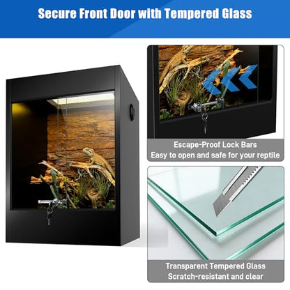 65 Gallon PVC Tall Reptile Terrarium Tank 36x23.6x17.7 Bearded Dragon Tank, Front Opening Reptile Enclosure Habitat with Tempered Glass & Sliding Door for Leopard Geckos, Snakes, Ball Pythons, Lizards - size: 65Gallon