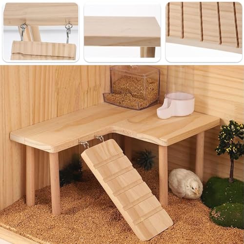Reptiles Hideout Wooden with Climbing Ramp Bearded Dragon Hide Cave Wood Aquariums & Terrariums Accessories for Bearded Dragons Leopard Geckos Lizards Turtles Hamsters(Large)