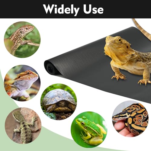 Hamiledyi Reptile Bedding Mat 2 Pcs Tortoise Terrarium Liner Turtle Substrate Non Adhesive Carpet Bedding for Bearded Dragon Gecko Lizard (122" x 11.8" Transparent) - color: Black