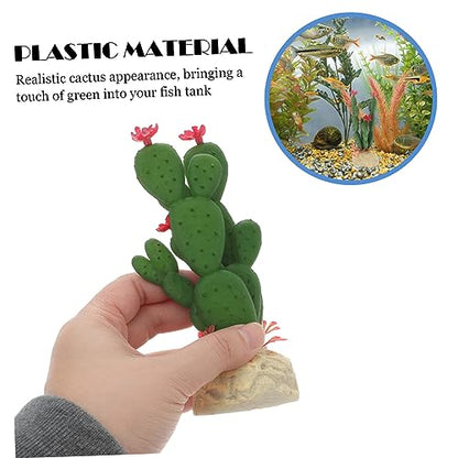 ORFOFE Plastic Artificial Cactus Plant Simulation Aquarium Decor Vivid Reptile Terrarium Ornament for Fish Tank Landscape