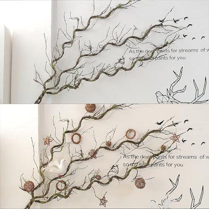 71"Faux Bendable Tree Branches Moss Grapevines Twig Garland Halloween Decor | Twisting Artificial Greenery Woody Plants Stems Trunk for Arch Fireplace Wall Hanging Garden Jungle Theme Reptile Decoration
