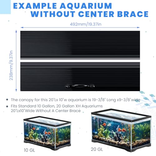 Sieral Aquarium Canopy Set Polycarbonate Greenhouse Panels 19.37 x 9.37 x 0.24 Inch for 10/20 Gallon Fish Tank Without Center Brace Aquariums Cover Fish Tank Lid, Black - color: Black, size: 20 x 10 Inch