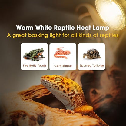 Briignite Reptile Heat Bulb [2 Pack], Reptile Light Bulbs 75W UVA UVB, Dimmable Heat Lamp Bulbs Basking Spot Light Bulb for Reptiles, Amphibian, Bearded Dragon, Lizard, Chicken - color: Cream-75w Th10